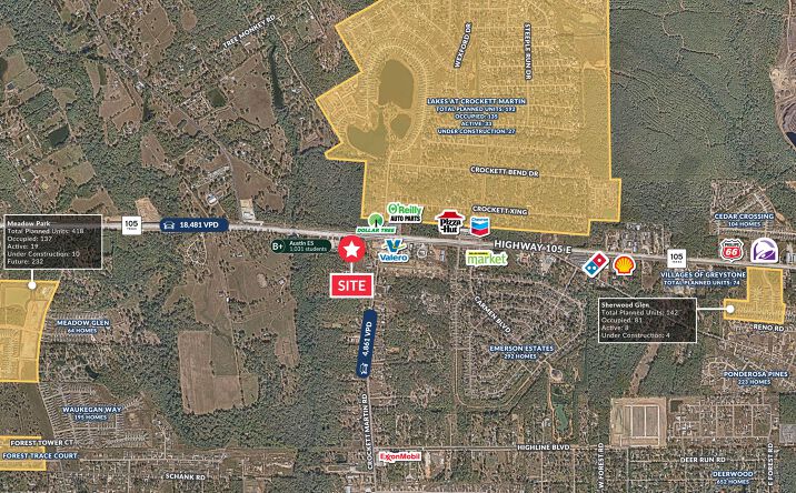 Pictures of Land, Retail property located at Highway 105 & Crocket Martin Rd, Conroe, TX 77306 for sales - image #1