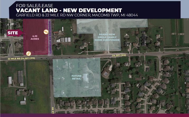 Pictures of Land property located at Garfield Rd & 22 Mile Rd NW Corner, Macomb, MI 48044 for sales - image #1