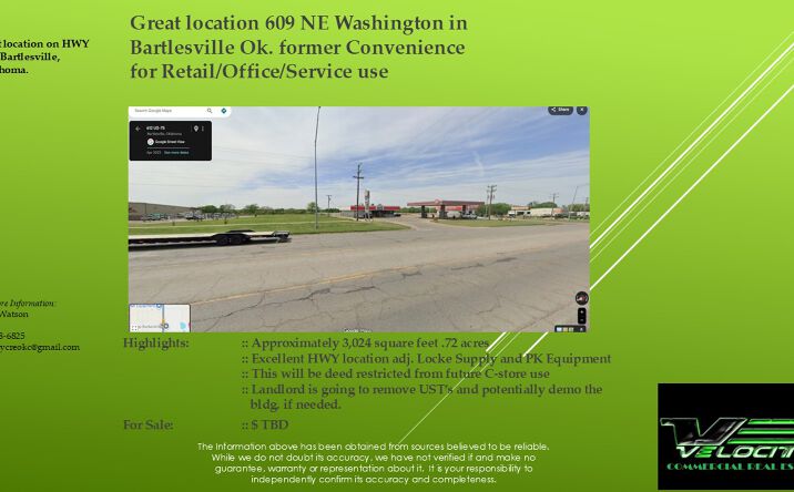 Pictures of Industrial, Land, Mixed Use, Office, Retail property located at 609 Northeast Washington, Bartlesville, OK 74006 for sales - image #1
