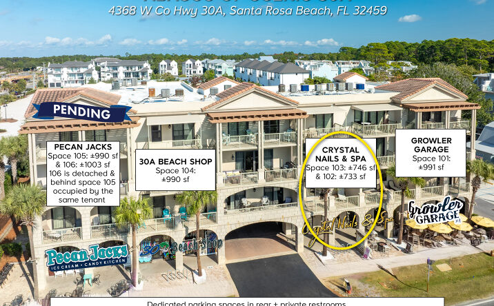 Pictures of Retail property located at 4368 W County Hwy 30A 102 & 103, Santa Rosa Beach, FL 32459 for sales - image #1