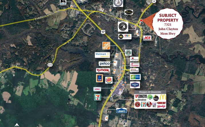 Pictures of Office, Retail property located at 7321 John Clayton Memorial Hwy, Gloucester, VA 23061 for sales - image #1