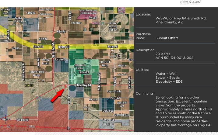 Pictures of Land property located at Lopez Rd, Pinal County, AZ 85138 for sales - image #1