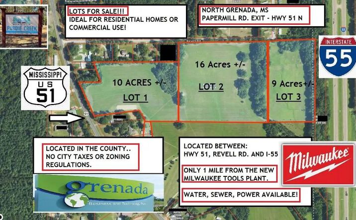 Pictures of Land property located at 14 Acres Highway 51-Geeslin Cor Lot 3, Grenada, MS 38901 for sales - image #1