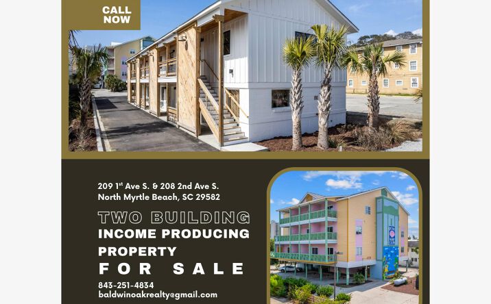 Pictures of Multifamily property located at 208 2nd Ave S, North Myrtle Beach, SC 29582, 209 1st Ave S, North Myrtle Beach, SC 29582 for sales - image #1