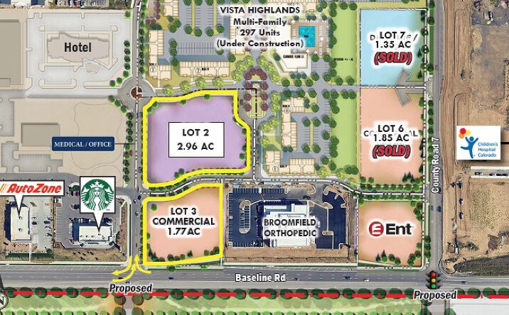 Pictures of Mixed Use, Multifamily, Office, Retail property located at Highway 7 (Baseline Road) & County Road 7, Broomfield, CO 80023 for sales - image #1
