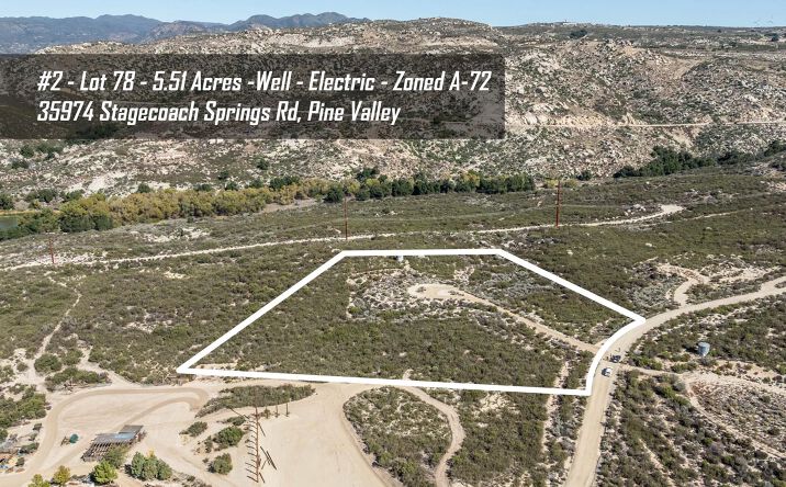 Pictures of Land property located at 35956 Stagecoach Springs Rd Unit 2-78, Pine Valley, CA 91962 for sales - image #1