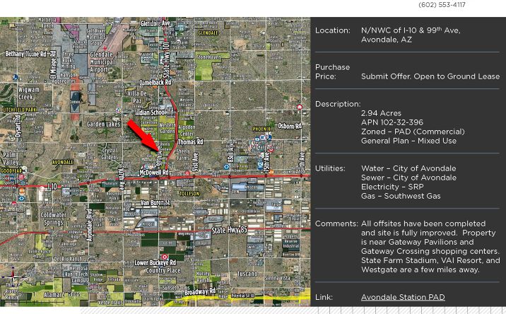 Pictures of Land, Mixed Use, Office, Retail, Senior Living property located at NWC of Virginia Ave & 99th Ave, Avondale, AZ 85392 for sales - image #1