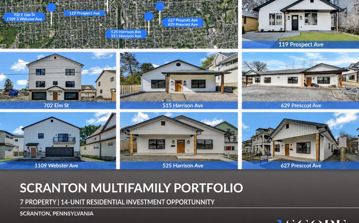 Pictures of Multifamily property located at 702 E Elm St, Scranton, PA 18505, 119 Prospect Ave, Scranton, PA 18505, 515 Harrison Ave, Scranton, PA 18510, 525 Harrison Ave, Scranton, PA 18510, 629 Prescott Ave, Scranton, PA 18510, 627 Prescott Ave, Scranton, PA 18510, 1109 S Webster Ave, Scranton, PA 18505 for sales - image #1