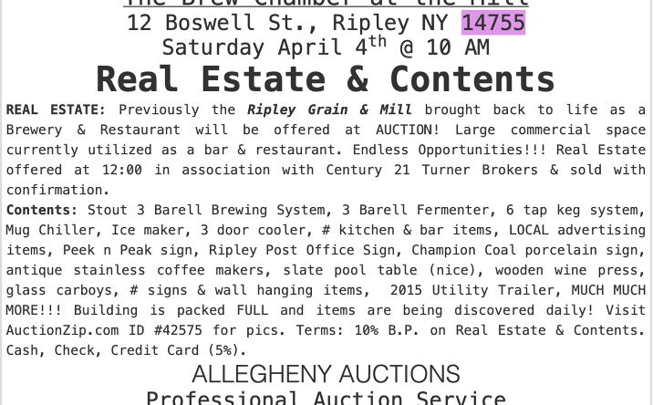 Pictures of Special Purpose property located at 12 Boswell St, Ripley, NY 14775 for sales - image #1