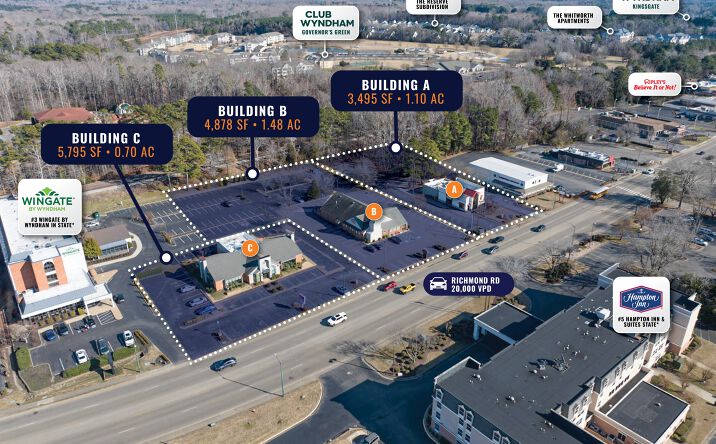 Pictures of Retail, Land property located at 1993 Richmond Rd, Williamsburg, VA 23185, 1995 Richmond Rd, Williamsburg, VA 23185, 2005 Richmond Rd, Williamsburg, VA 23185 for sales - image #1