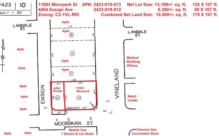 Pictures of Land property located at 11003 Moorpark St, Los Angeles, CA 91602 for sales - image #1