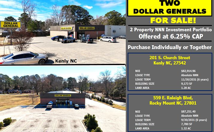 Pictures of Retail property located at 201 S Church St, Kenly, NC 27542, 559 East Raleigh Boulevard, Rocky Mount, NC 27801 for sales - image #1