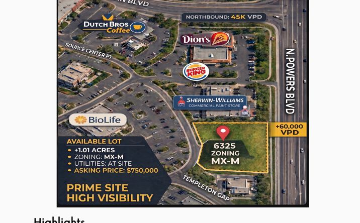 Pictures of Land property located at 6325 Source Center Pt, Colorado Springs, CO 80923 for sales - image #1