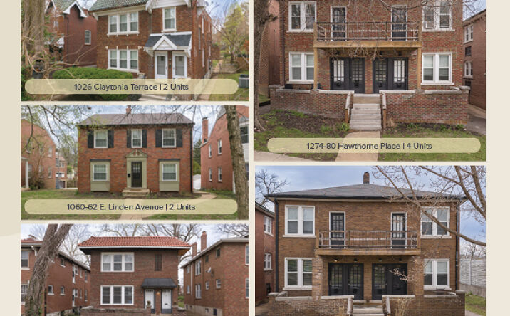 Pictures of Multifamily property located at 1026 Claytonia Terrace, Richmond Heights, MO 63117, 1060 East Linden Avenue, Richmond Heights, MO 63117, 1173 Moorlands Drive, Richmond Heights, MO 63117, 1274 Hawthorne Place, Richmond Heights, MO 63117, 1282 Hawthorne Place, Richmond Heights, MO 63117 for sales - image #1