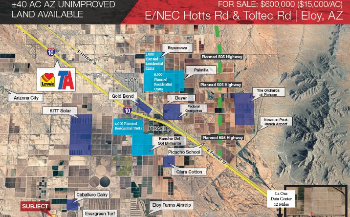 Pictures of Land property located at E/NEC Hotts Rd & Totltek Rd, Eloy, AZ 85131 for sales - image #1