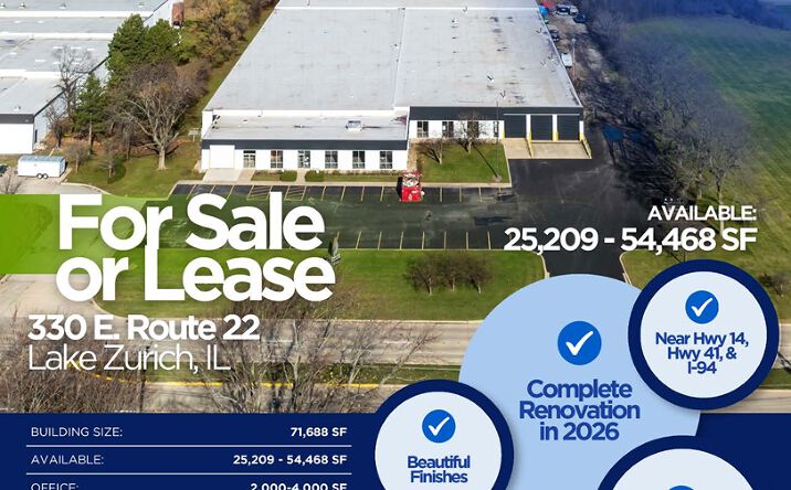 Pictures of Industrial property located at 330 Illinois 22, Lake Zurich, IL 60047 for sales - image #1
