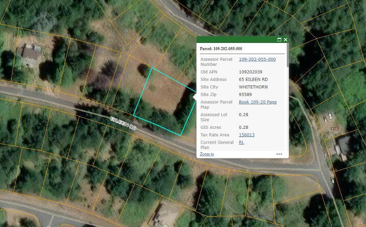 Pictures of Land property located at 65 Eileen Road, Whitethorn, CA 95589 for sales - image #1