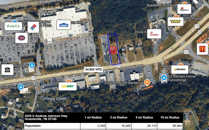 Pictures of Retail, Land property located at 2545 E Andrew Johnson Hwy, Greeneville, TN 37745 for sales - image #1