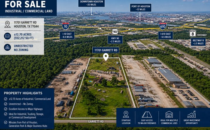 Pictures of Industrial, Mixed Use, Land property located at 11701 GARRETT RD, HOUSTON, TX 77044-5166 for sales - image #1