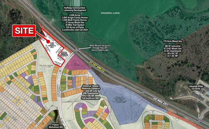 Pictures of Retail, Land property located at SWC US 287 & Miller Road, Midlothian, TX 76065 for sales - image #1