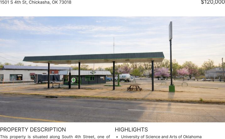 Pictures of Retail property located at 1501 S 4th St, Chickasha, OK 73018 for sales - image #1