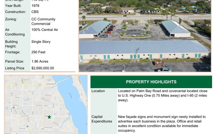 Pictures of Retail, Office property located at 2000-2040 Palm Bay Road NE, Palm Bay, FL 32905 for sales - image #1