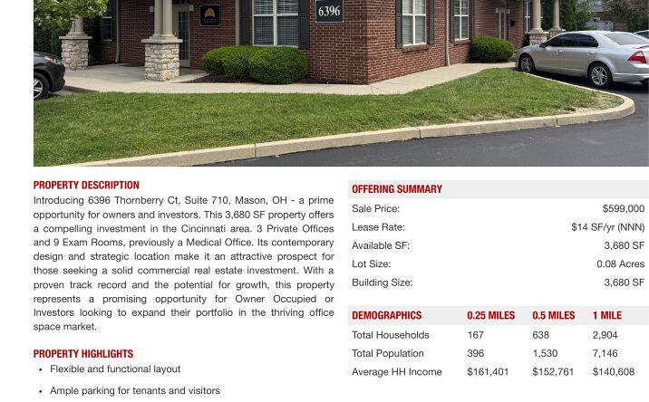 Pictures of Office property located at 6396 Thornberry Ct, Suite 710, Mason, OH 45040 for sales - image #1