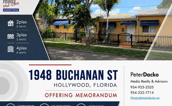 Pictures of Multifamily property located at 1948 Buchanan Street, Hollywood, FL 33020, 1952 Buchanan Street, Hollywood, FL 33020, 615 N 20th Avenue, Hollywood, FL 33020 for sales - image #1