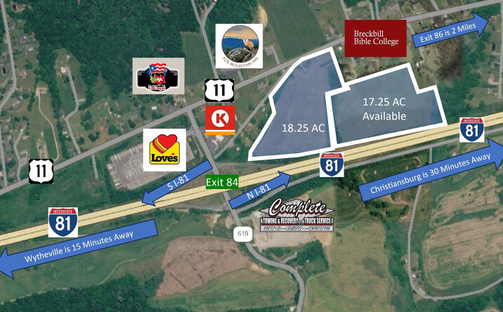 Pictures of Retail, Land, Industrial property located at 4865 East Lee Highway, Max Meadows, VA 24360 for sales - image #1