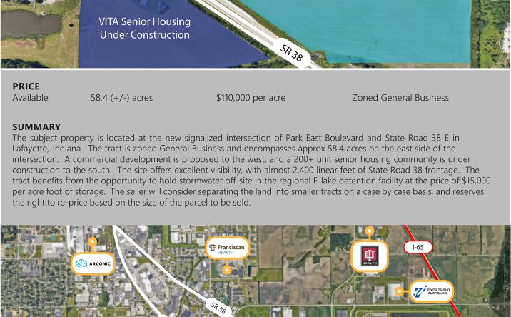 Pictures of Land property located at Park East Boulevard & State Road 38 E, Lafayette, IN 47905 for sales - image #1