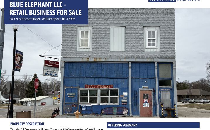 Pictures of Retail, Industrial, Business for Sale property located at 200 N Monroe Street, Williamsport, IN 47993 for sales - image #1