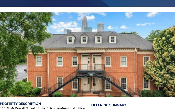 Pictures of Office property located at 130 North McDowell Street, Suite D, Charlotte, NC 28204 for sales - image #1