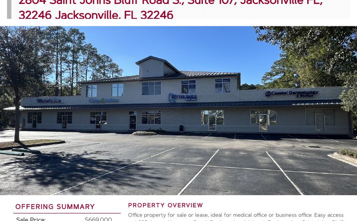Pictures of Office property located at 2804 Saint Johns Bluff Road S., Suite 107, Jacksonville, FL 32246 for sales - image #1