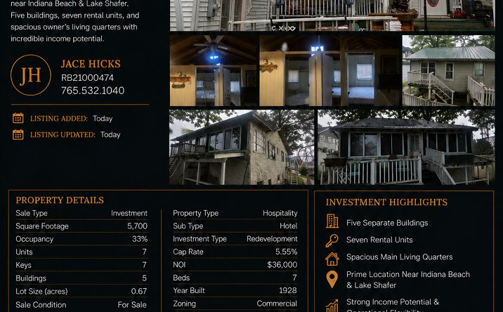 Pictures of Hospitality property located at 5116 East Indiana Beach Road, Monticello, IN 47960 for sales - image #1