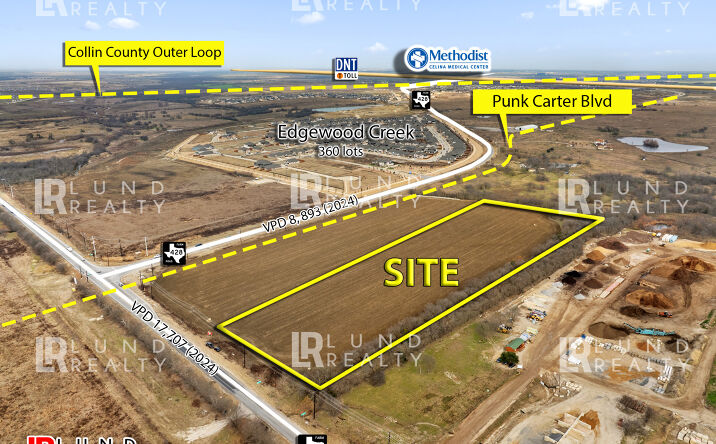 Pictures of Land, Retail, Industrial property located at 9.49 AC Corner FM-1385 & FM-428 / Punk Carter Pky, Celina, TX 75009 for sales - image #1