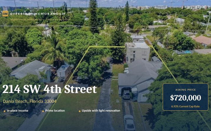 Pictures of Multifamily property located at 214 SW 4th Street, Dania Beach, FL 33004 for sales - image #1