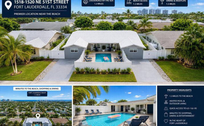 Pictures of Multifamily property located at 1518-1520 NE 51st Street, Fort Lauderdale, FL 33334 for sales - image #1