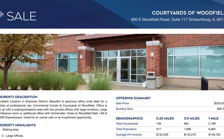 Pictures of Office property located at 800 E Woodfield Road, Suite 117, Schaumburg, IL 60173 for sales - image #1