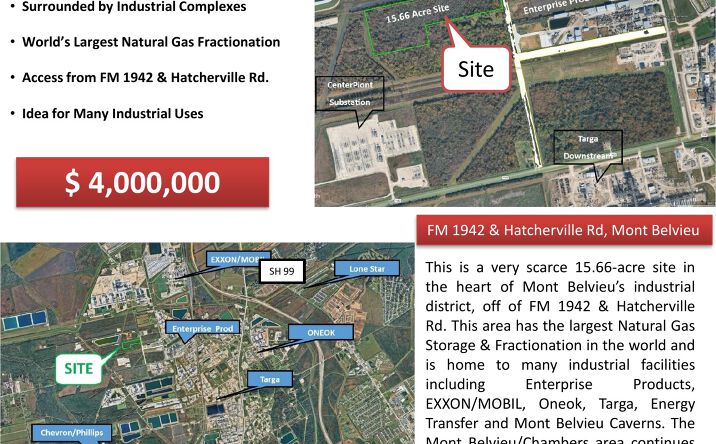 Pictures of Industrial, Land property located at FM 1942 & Hatcherville Rd, Mont Belvieu, TX 77523 for sales - image #1