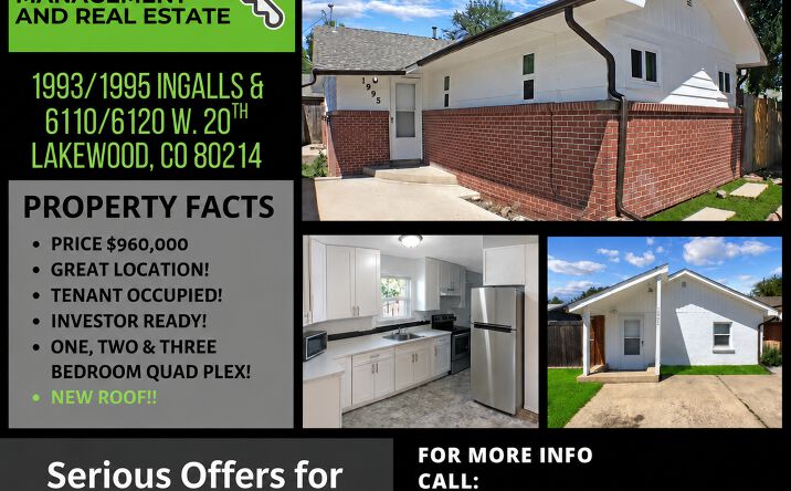Pictures of Multifamily property located at 1993 Ingalls St, Lakewood, CO 80214, 1995 Ingalls St, Lakewood, CO 80214, 6110 West 20th Avenue, Denver, CO 80214, 6120 West 20th Avenue, Denver, CO 80214 for sales - image #1