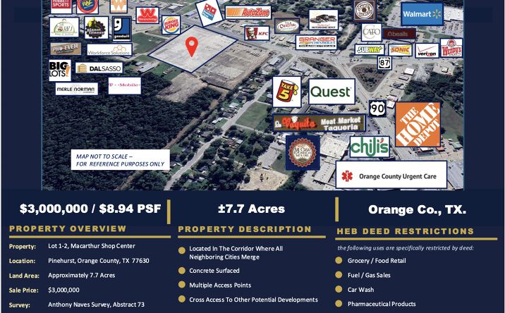 Pictures of Office, Industrial, Land property located at Lot 1-2, Macarthur Shop Center, Pinehurst, TX 77630 for sales - image #1