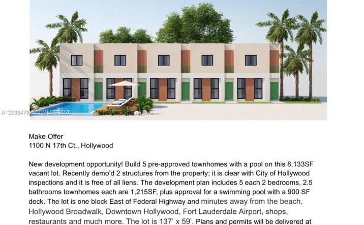 Pictures of Land property located at 1100 N 17th Ct, Hollywood, FL 33020 for sales - image #1