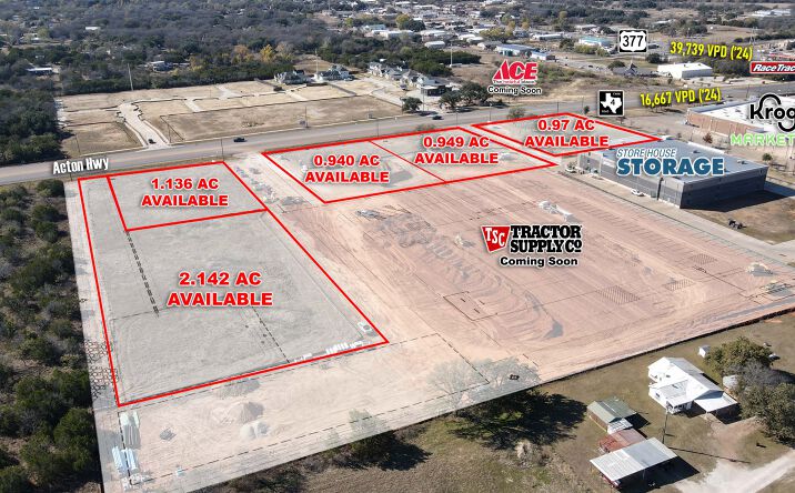 Pictures of Land property located at SEQ of Acton Hwy, (FM 4) & US-377, Granbury, TX 76049 for sales - image #1