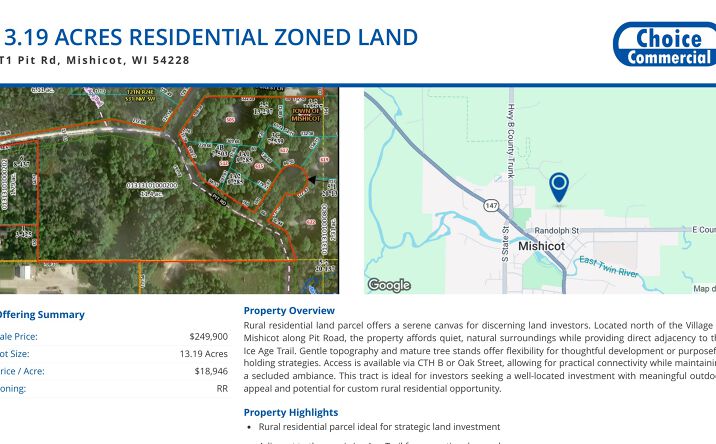 Pictures of Land property located at LT1 Pit Rd, Mishicot, WI 54228 for sales - image #1