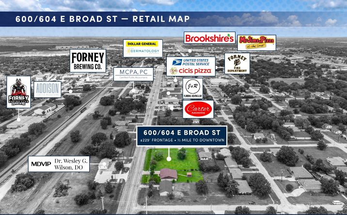 Pictures of Retail, Office, Mixed Use property located at 600 East Broad Street, Forney, TX 75126, 604 E Broad St, Forney, TX 75126 for sales - image #1