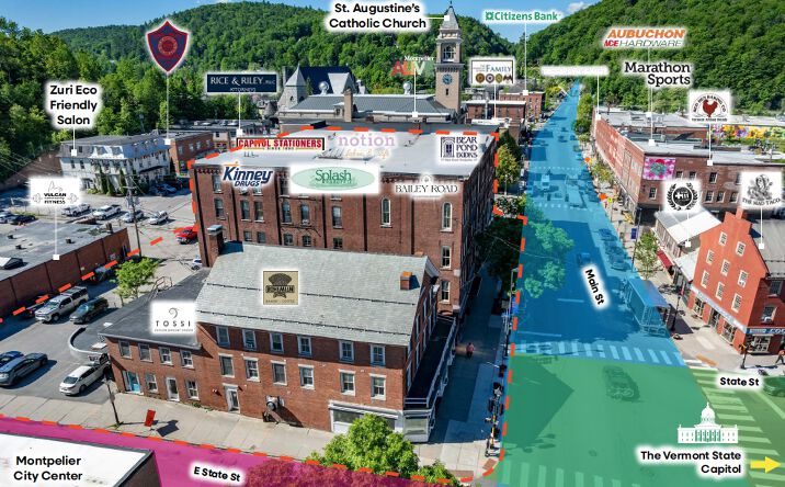 Pictures of Retail, Multifamily, Office, Mixed Use property located at 73 Main Street, Montpelier, VT 05602, 79-83 Main Street, Montpelier, VT 05602, 141 Main Street, Montpelier, VT 05602, 8 St. Paul Street, Montpelier, VT 05602, 1-3-5 Spring Street, Montpelier, VT 05602 for sales - image #1