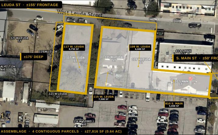 Pictures of Land property located at 810 S. Main St., Fort Worth, TX 76104, 109 W. Leuda St., Fort Worth, TX 76104, 115 W. Leuda St., Fort Worth, TX 76104, 117 W. Leuda St., Fort Worth, TX 76104 for sales - image #1
