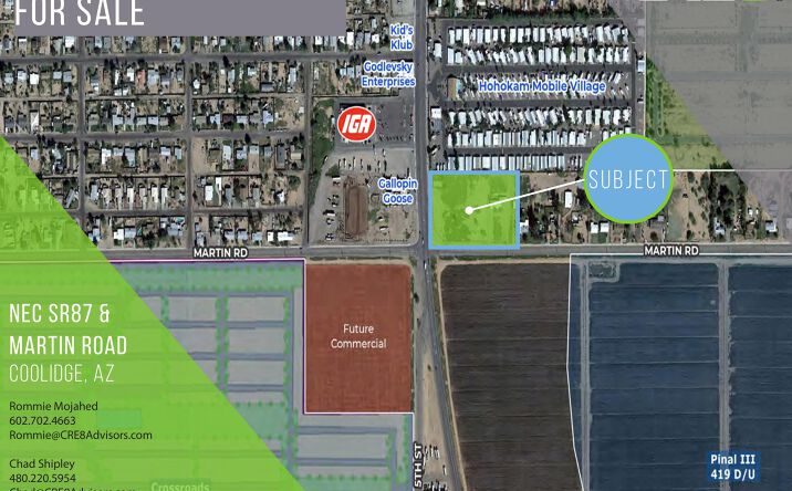 Pictures of Land, Retail property located at NEC SR87 & Martin Road, Coolidge, AZ 85295 for sales - image #1