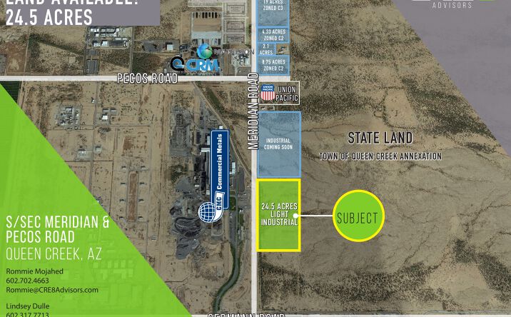 Pictures of Land, Industrial property located at S/SEC Meridian Road & Pecos Road, Queen Creek, AZ 85212 for sales - image #1