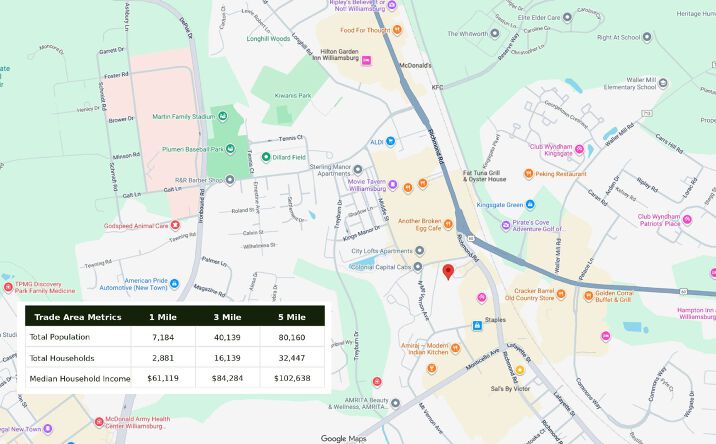 Pictures of Retail, Office, Hospitality property located at 1350 Richmond Road, Williamsburg, VA 23188 for sales - image #1